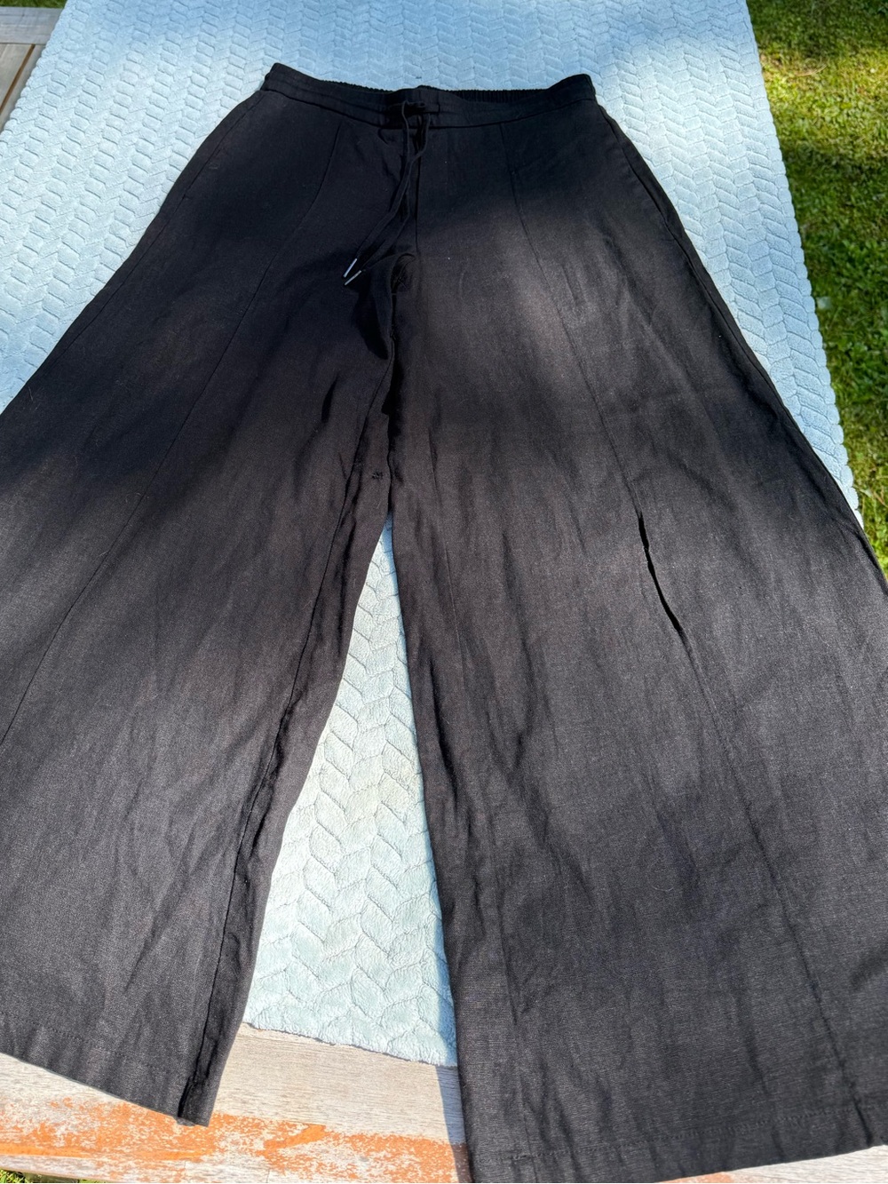 Simply Vera Vera Wang Linen Viscose Wode Leg Pants in Black Size Medium